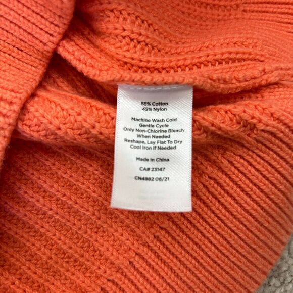 Talbots Sweater Womens Large Peach Orange Pullover Cable Knit Stretch Ladies - Picture 11 of 12